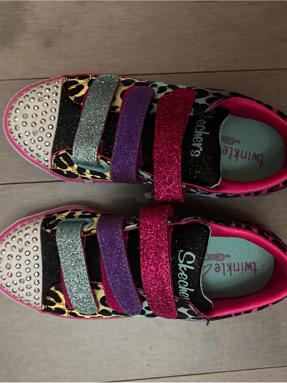 Skechers Kids Glitter Strap Sneakers - Pink, Purple, Teal, Black